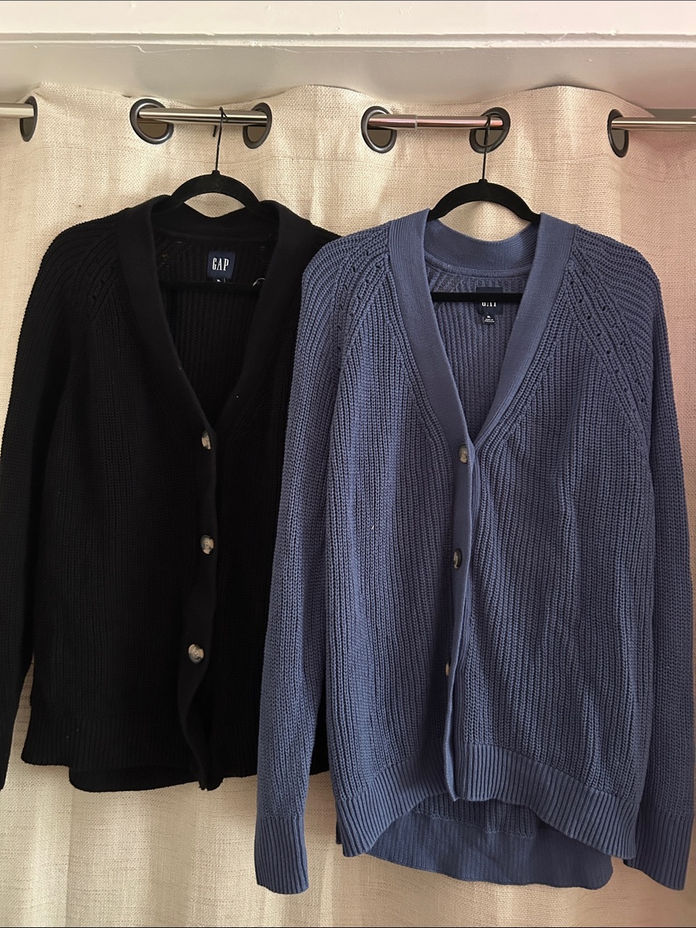 BUNDLE: GAP Women's Black and Blue Knit Button Cardigans